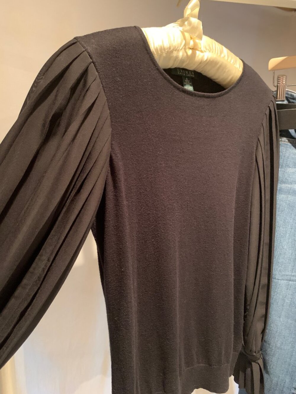 Ralph Lauren Pleated Balloon Sleeve Cotton Blend Size Small